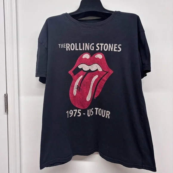 Rolling Stones Band Tee - Distressed Black Graphic T-Shirt- Men’s XXL - Picture 2 of 3